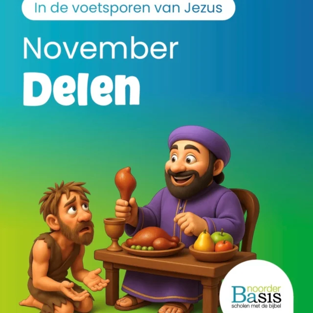 Een nieuwe maand, een maandviering over DELEN. Juf Gerda had een heerlijke reep chocola, deze deelde ze met juf Annegreet. Delen is soms heel erg lastig vooral als je iets heel graag wil, of blij bent dat je van iets veel hebt maar van delen wordt je ook blij! Twee leerlingen uit groep 7-8 lazen voor over de rijke man en de arme Lazarus. Deze gelijkenis herinnert ons eraan dat wat je voor iemand anders doet, er echt toe doet voor onze Hemelse Vader. @Noorderbasis #delen #jaarthema